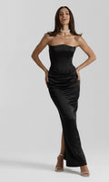 The Serene Satin Corset-Black dress