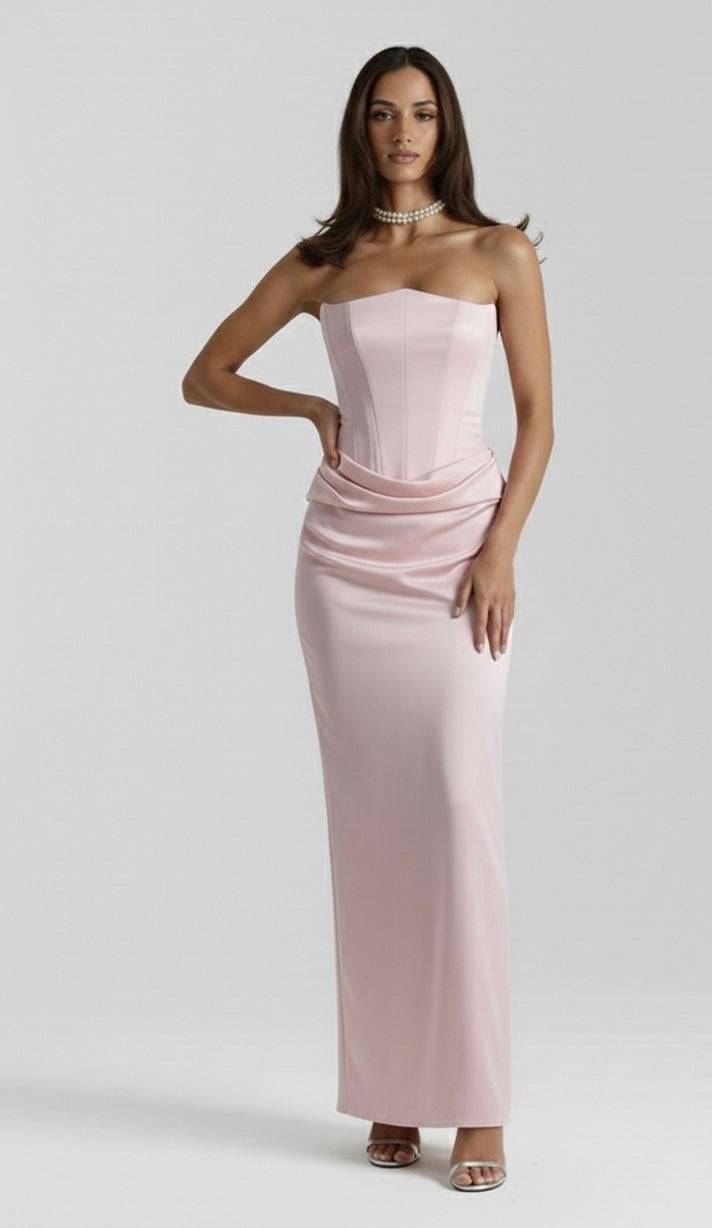 The Serene Satin Corset-Pink dress