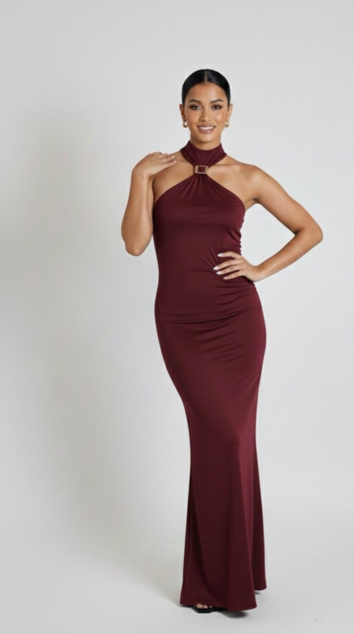 The Solène Burgundy Gown