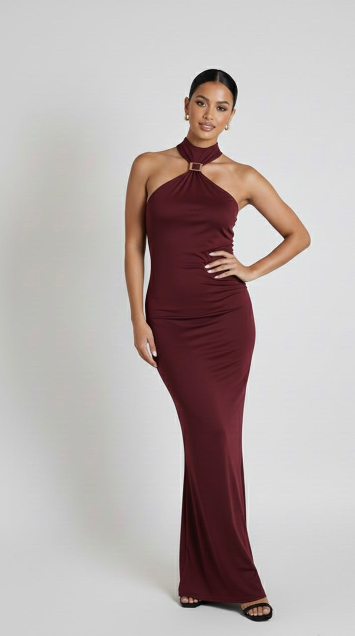 The Solène Burgundy Gown
